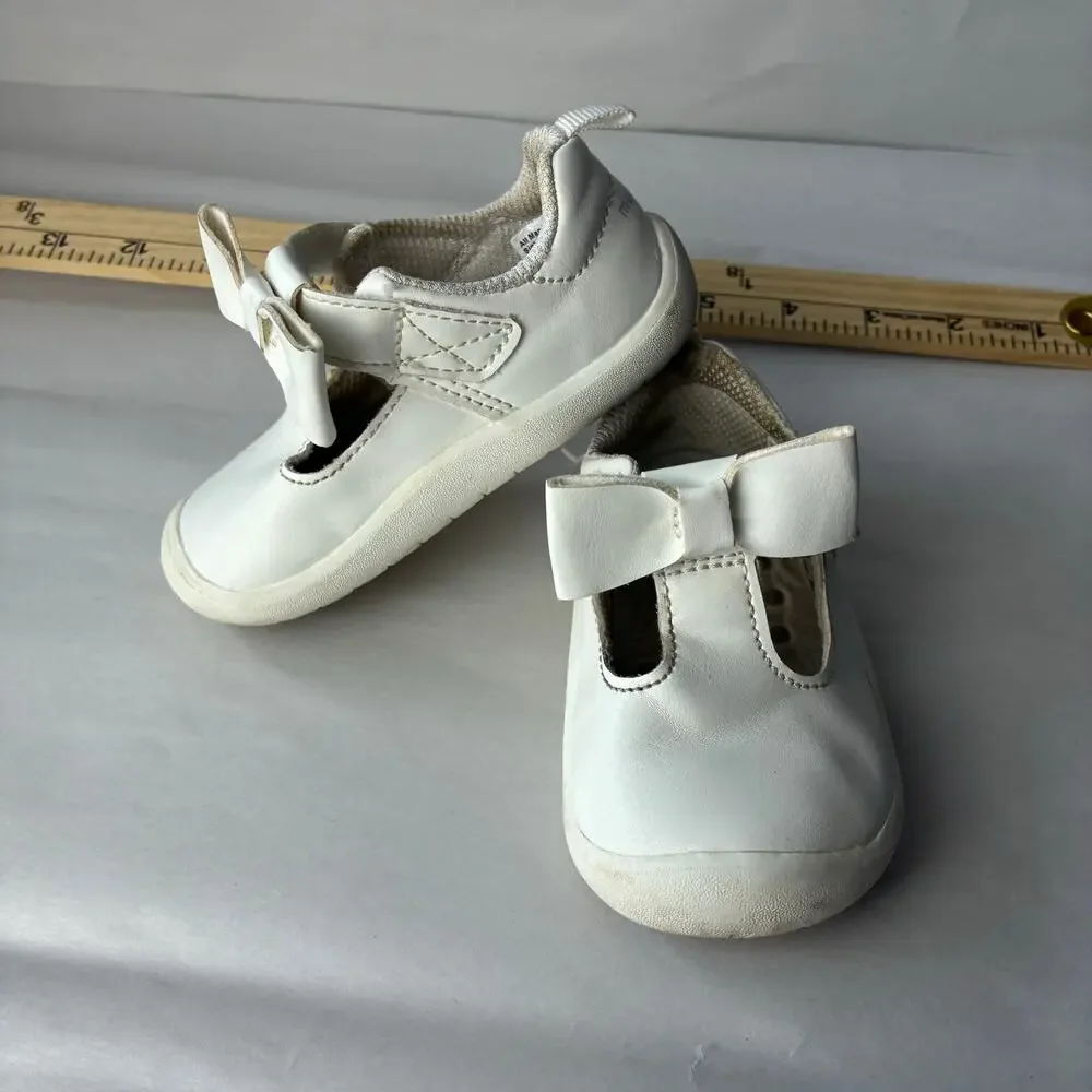 Stride Rite Mary Jane Shoes Girls 5M White Bow Dressy Toddler Orthopedic Easter